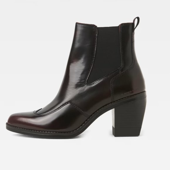 ❤️ BNWT ❤️🔥 Leather G-STAR "Tacoma" Boots (Bordeaux) - Size 35/Size 5 Women's - Picture 2 of 11